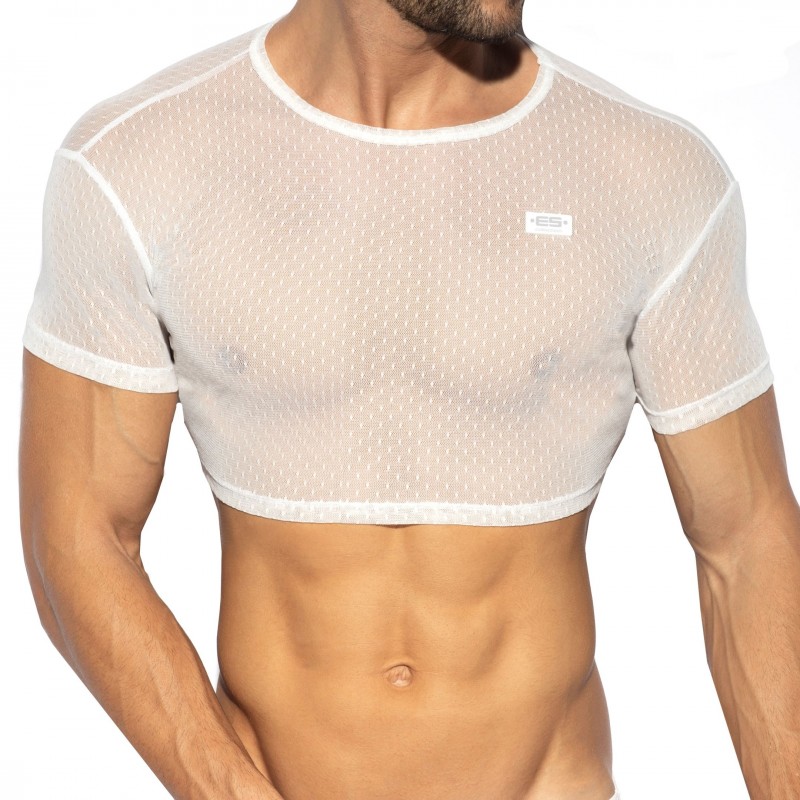 ES Collection Top Crop Plumetti Blanc