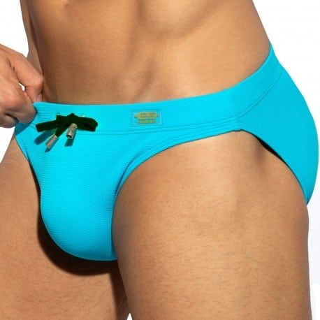 ES Collection Slip de Bain Piqué Bleu Turquoise