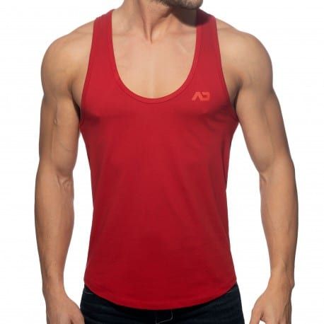 Addicted U-Neck Cotton Tank Top - Red