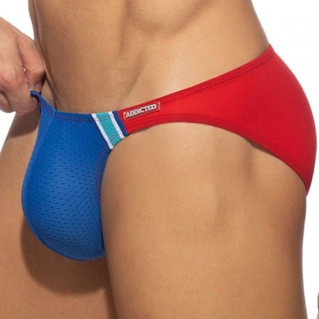 Mesh Mini Bikini Briefs - Blue - Red