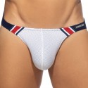 Addicted Mesh Mini Bikini Briefs - White - Navy