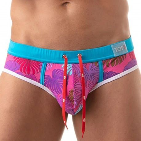 TOF Paris Slip de Bain Floral Rose