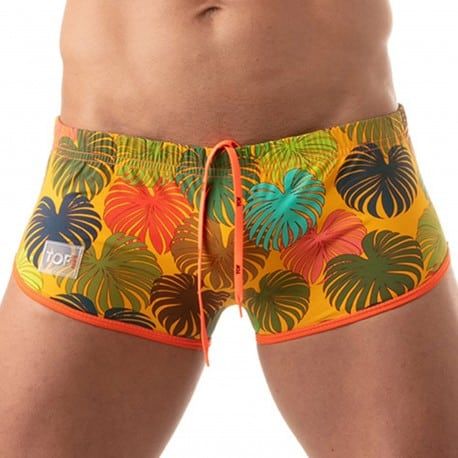TOF Paris Shorty de Bain Brésilien Floral Jaune