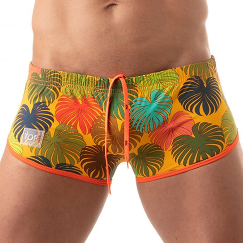 TOF Paris Shorty de Bain Brésilien Floral Jaune