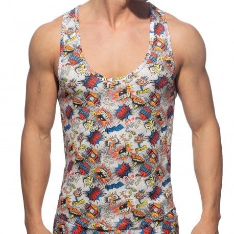 Addicted Comic Microfiber Tank Top - White