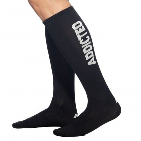 Addicted Chaussettes Hautes Fetish - Noir - Blanc