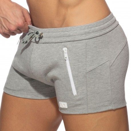 Addicted Short Sport Double Zip Gris Chiné