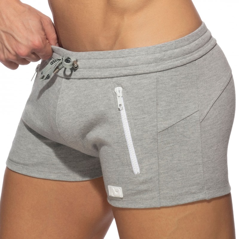 Addicted Double Zip Sports Shorts - Heather Grey