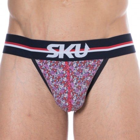 SKU Floral Cotton Tanga Briefs - Pink