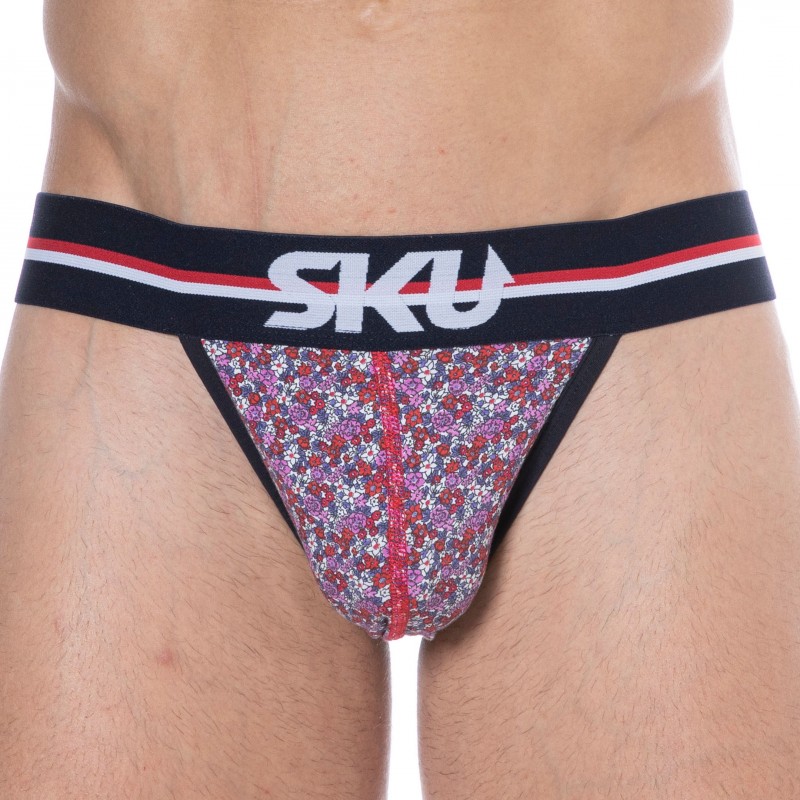SKU Floral Cotton Tanga Briefs - Pink