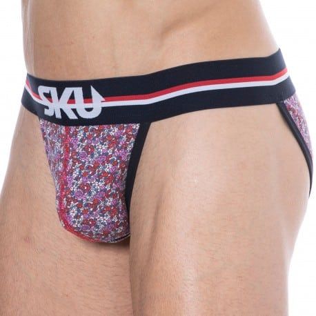 SKU Floral Cotton Tanga Briefs - Pink