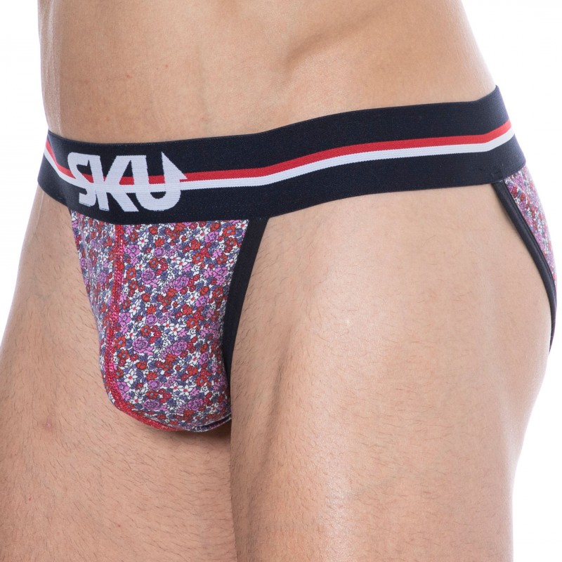 SKU Floral Cotton Tanga Briefs - Pink