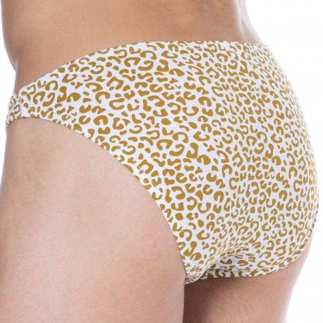 SKU Leopard Cotton Mini Briefs - White - Gold