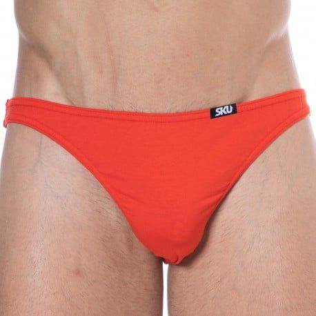 SKU Plain Cotton Mini Briefs - Red