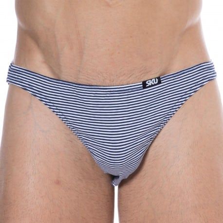 SKU Striped Cotton Mini Briefs - Navy - White