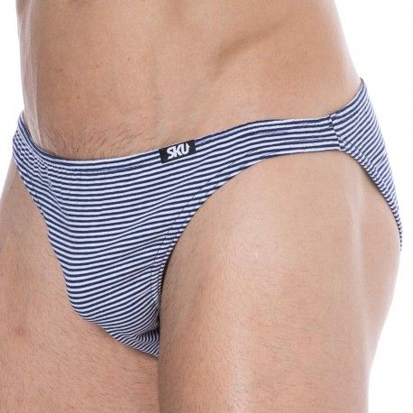 SKU Slip Mini Coton Rayure Marine - Blanc