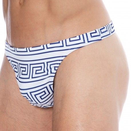  String de Bain Greek Frame Blanc - Bleu