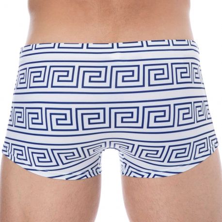  Greek Frame Swim Trunks - White - Blue