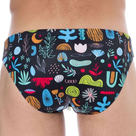  African Allover Swim Briefs - Black