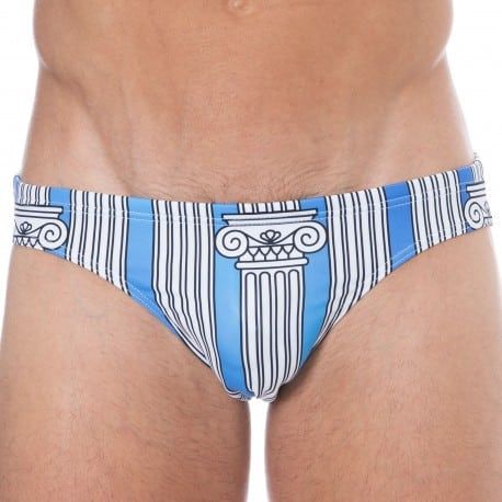  Greek Columns Swim Briefs - Light Blue