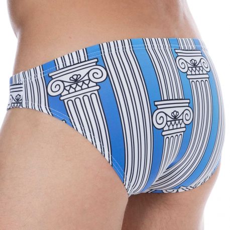  Greek Columns Swim Briefs - Light Blue