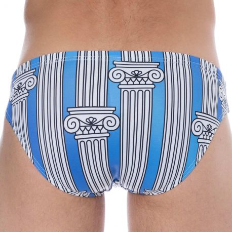  Greek Columns Swim Briefs - Light Blue