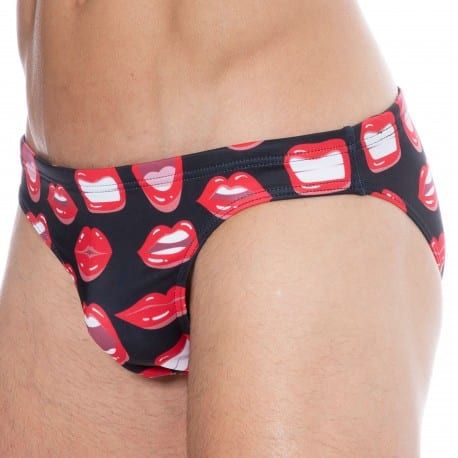  Slip de Bain Sexy Mouth Noir