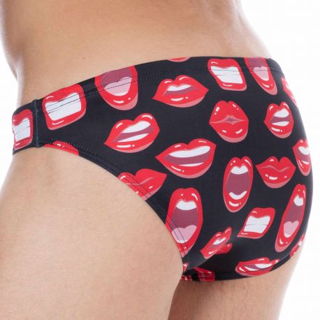  Sexy Mouth Swim Briefs - Black
