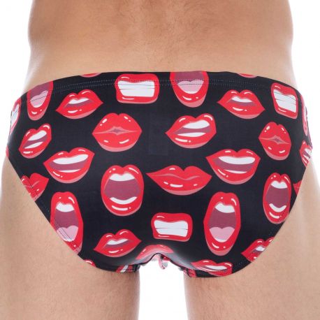  Sexy Mouth Swim Briefs - Black