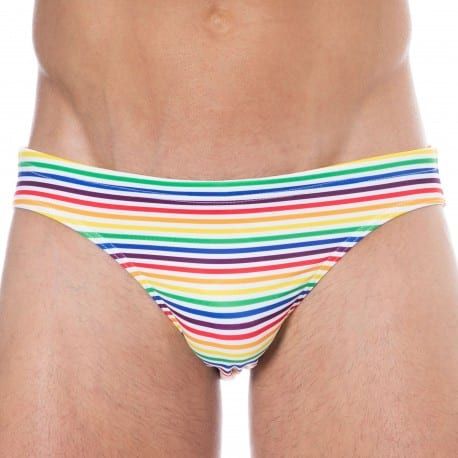  Slip de Bain Rainbow Stripes Multicolore
