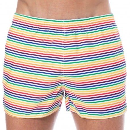  Short de Bain Rainbow Stripes Multicolore
