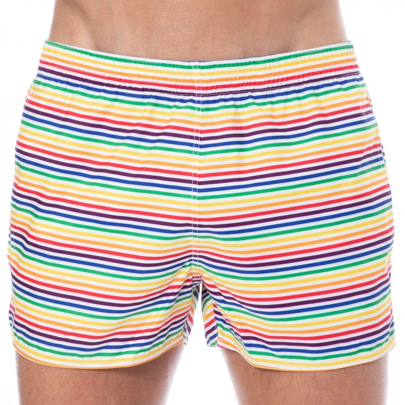 Short de Bain Rainbow Stripes Multicolore