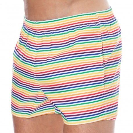  Short de Bain Rainbow Stripes Multicolore