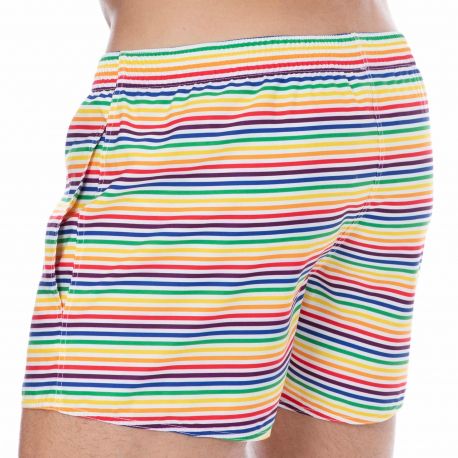  Short de Bain Rainbow Stripes Multicolore