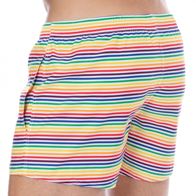  Short de Bain Rainbow Stripes Multicolore