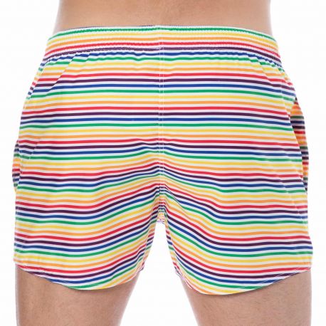  Short de Bain Rainbow Stripes Multicolore