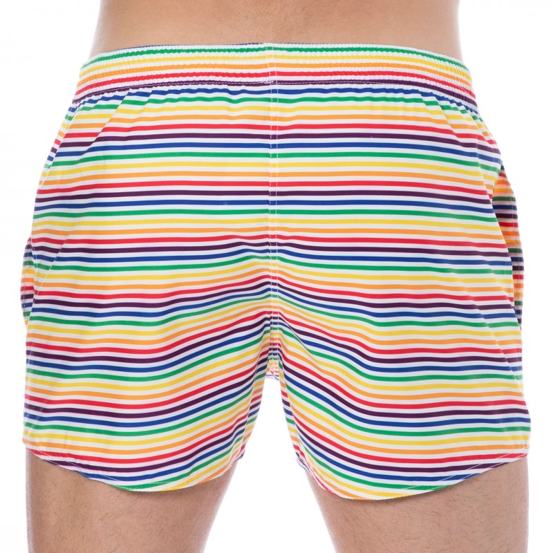  Short de Bain Rainbow Stripes Multicolore