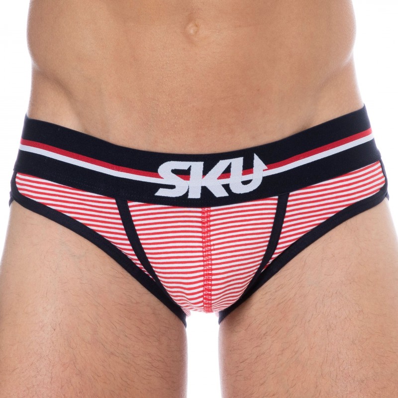 SKU Slip Coton Rayure Rouge - Blanc