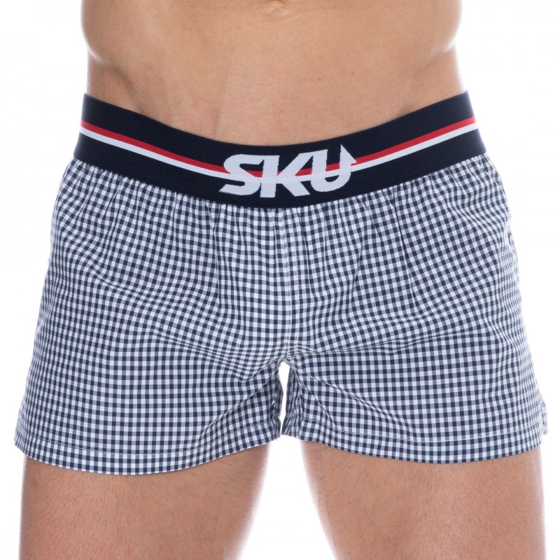 SKU Cotton Boxer Shorts - Blue Gingham