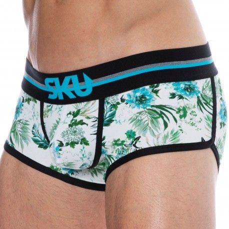 SKU Shorty Coton Floral Blanc