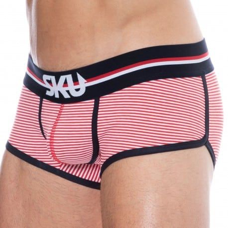 SKU Shorty Coton Rayure Rouge - Blanc