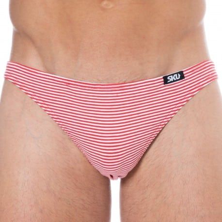 SKU Slip Mini Coton Rayure Rouge - Blanc