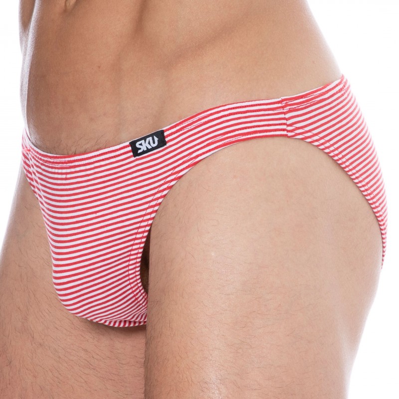 SKU Slip Mini Coton Rayure Rouge - Blanc