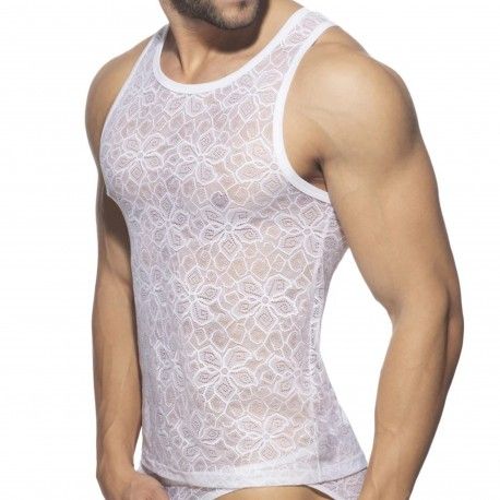 Addicted Flowery Lace Tank Top - White