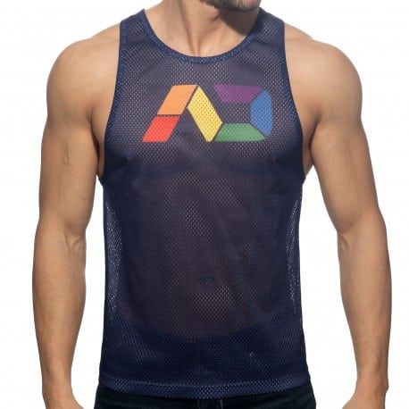 Addicted AD Rainbow Tank Top - Navy