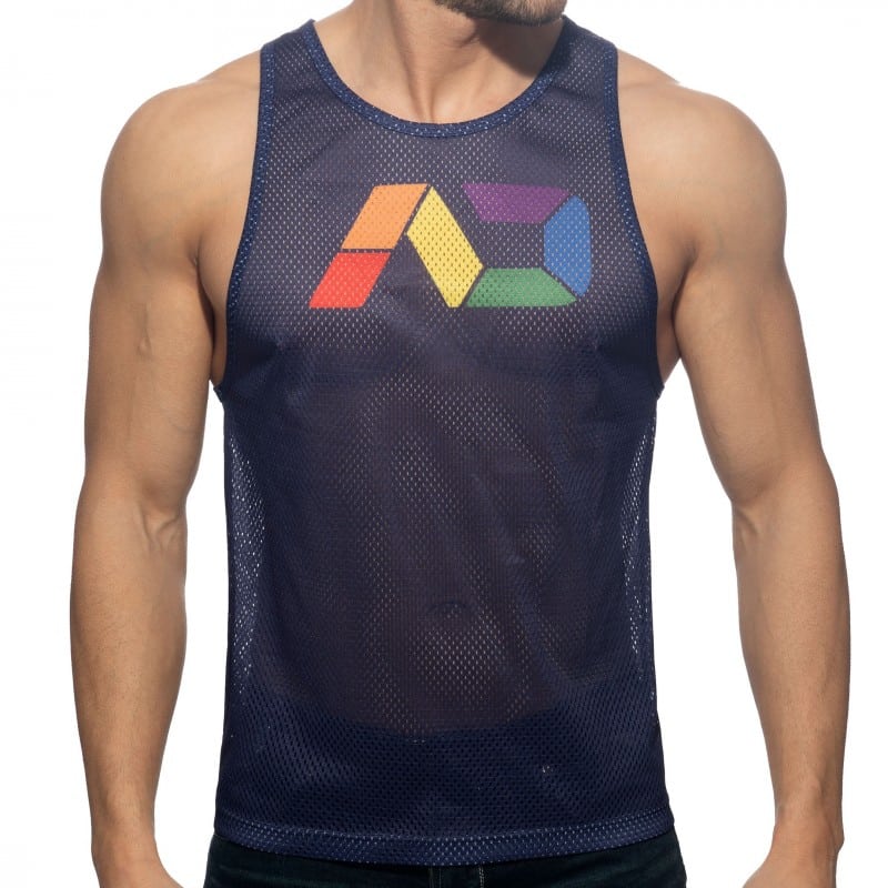 Addicted AD Rainbow Tank Top - Navy