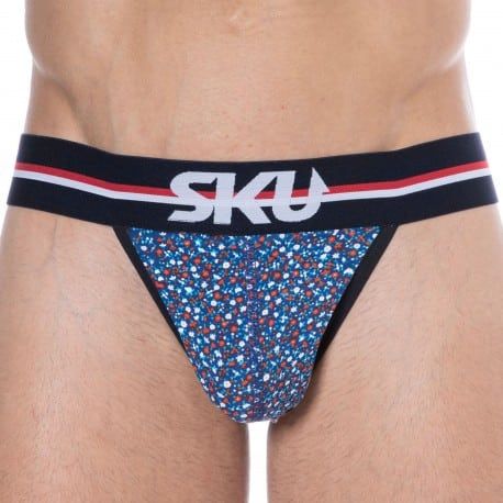 SKU Slip Tanga Coton Floral Bleu