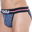 SKU Slip Tanga Coton Floral Bleu