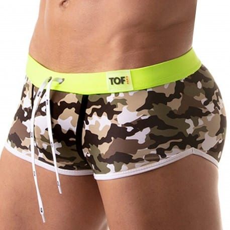 TOF Paris Shorty de Bain Iconic Camouflage Kaki