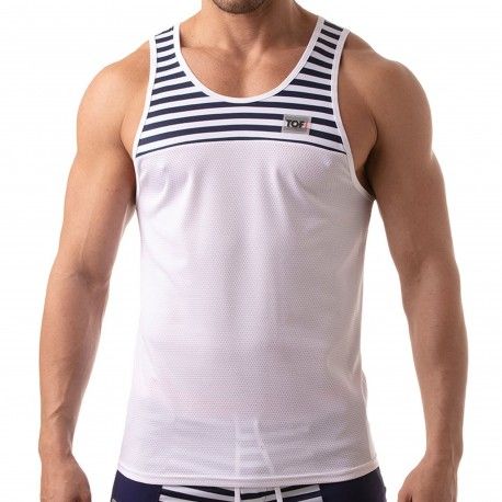 TOF Paris Iconic Mesh Tank Top - White - Sailor
